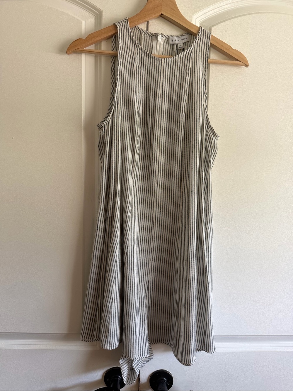 Gianni Bini Black & White Striped Sleeveless Mini Sundress Skort Shorts Simple